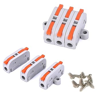 UOHGDPY 40pcs Compact Wire Conductor Connector- DIY Splicing into 2/3/4/6 Way Butt Terminal Connectors for 28-12 AWG with screws