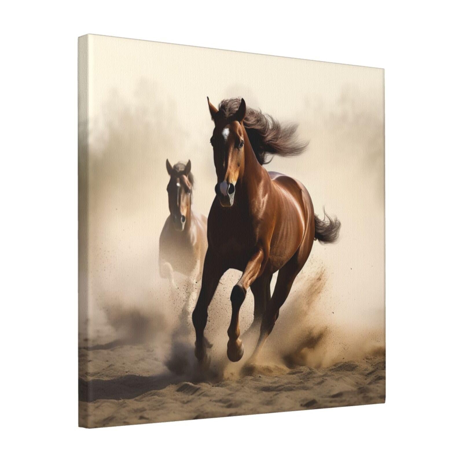 FodPand Animals Horse Running Canvas Wall Art for Living Room Wall Decor 16"x16" Modern Artwork Painting Pictures Hanging Canvas Prints Aesthetic Wall Art for Bedroom Bathroom Office Wallart Decor