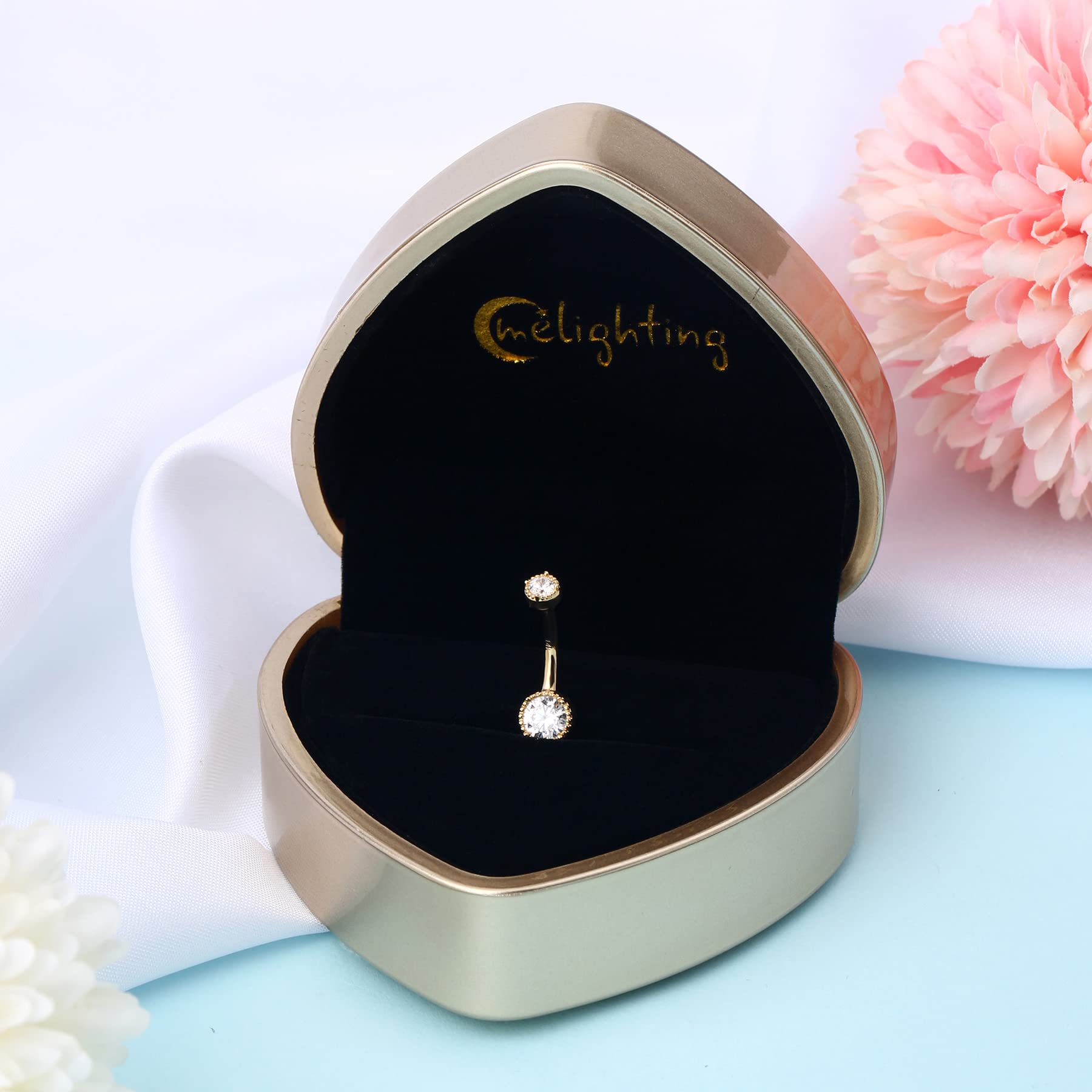 Melighting Bauchnabelpiercing 9 Karat Gelgold 14G Bauchpiercing in Herzform 10mm Nabelpiercing Schmuck Bauchpiercings Schmuck Bauchnabelpiercing Gold für Damen