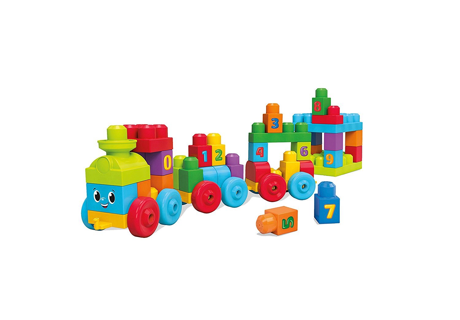 Mega Bloks - Tren Aprendizaje First Builders, Juego de construcción (Mattel DKX60)