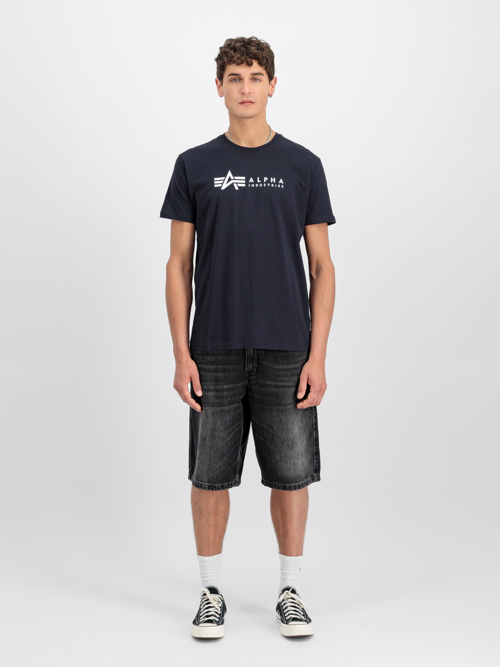 Alpha Industries Alpha Label T 2 Pack T-Shirt für Herren Grey.Heat/Rep.Blue – Ansicht 2