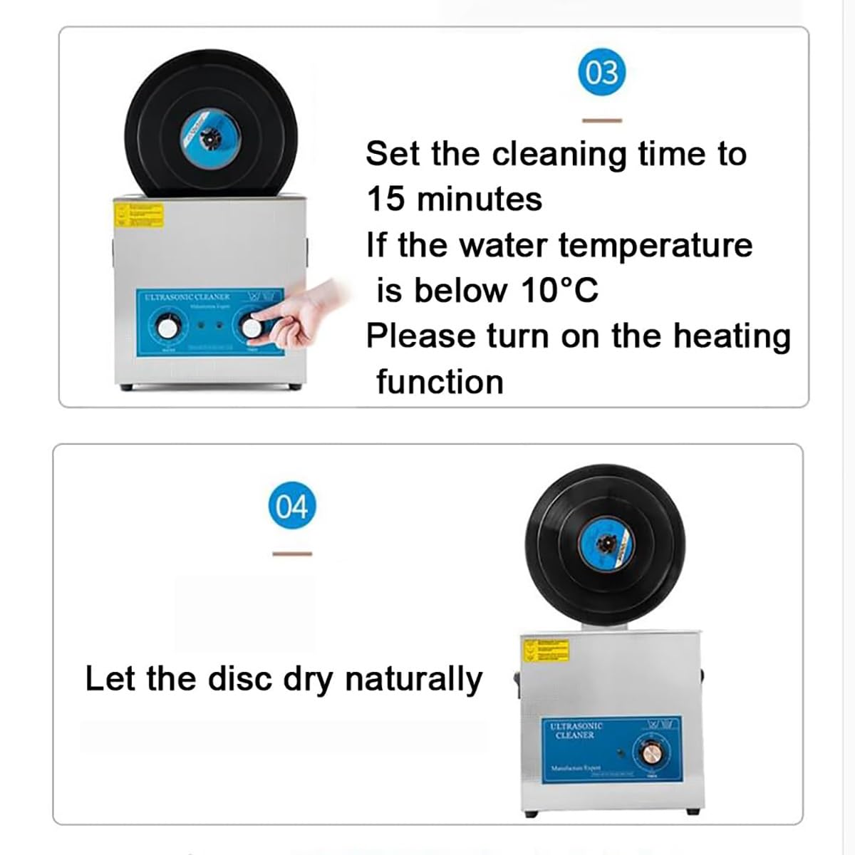Pulitore ad ultrasuoni, 6,5 l, sistema di pulizia dei dischi in vinile con riscaldatore e timer, macchina professionale per la pulizia dei dischi, include 6 accessori