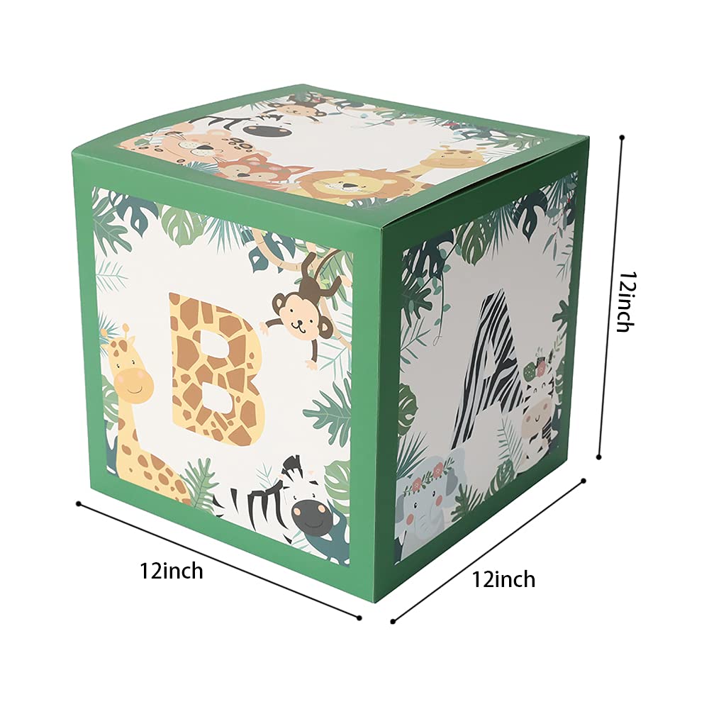 Baby Shower Safari Jungle Animal Box Set of 4 Baby Block Boxes for
