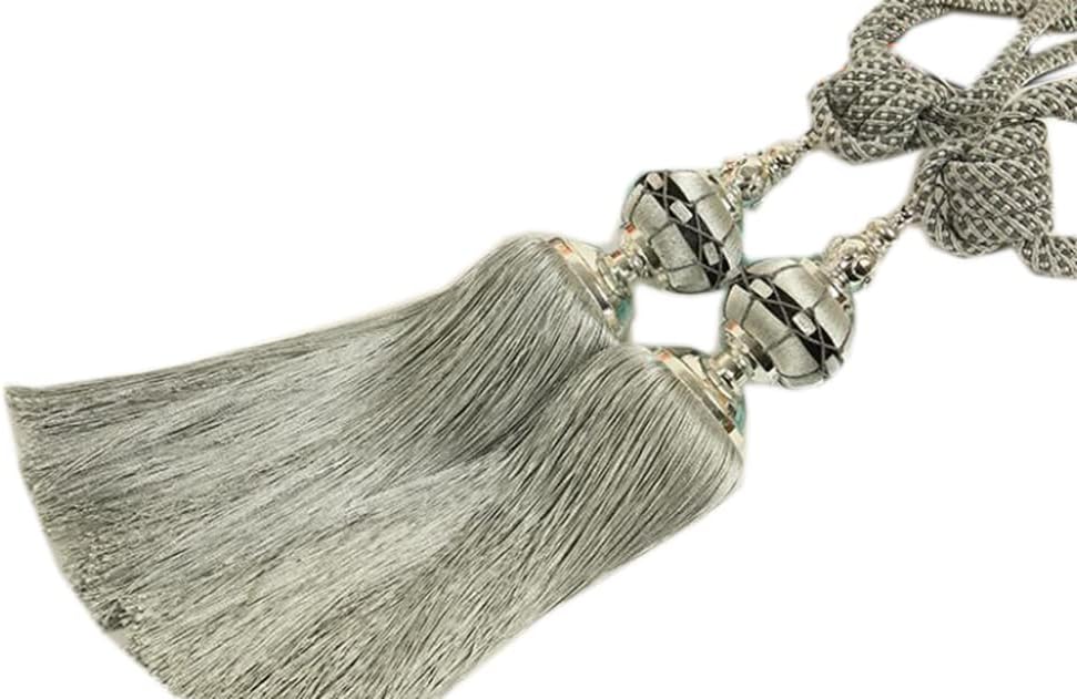 1 Pair Curtain Rope Tiebacks Decorative Elegant Tassels Curtain Holdbacks Drape Tiebacks Outdoor Home Curtain Buckle Tieback (Beige White)