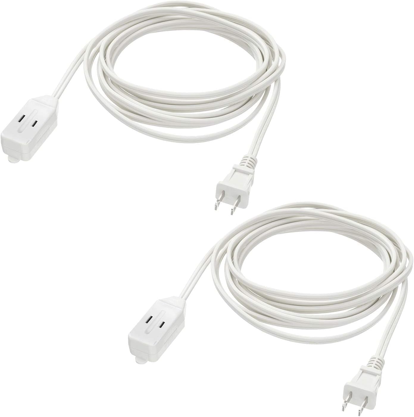 Cmple - 3-Outlet Extension Power Cord 2 Prong Outlet Extender Cable 13 Amps, 125V, Household for Indoor Use with Protective Outlet Cover - 6 Feet, White