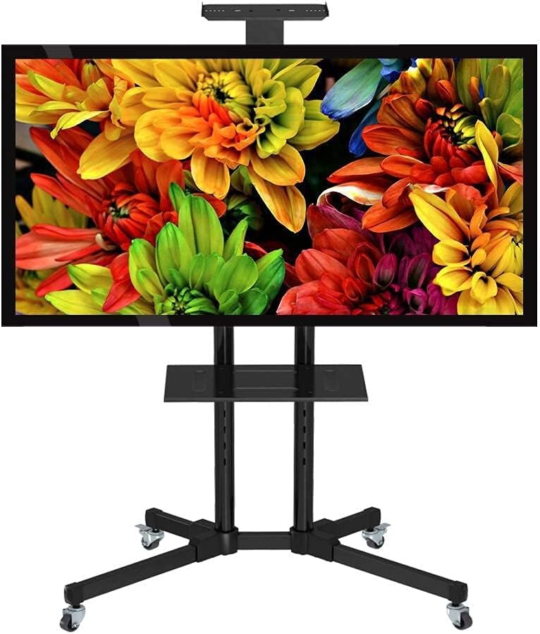 Soporte móvil para TV con estante ajustable y ruedas miniatura 1