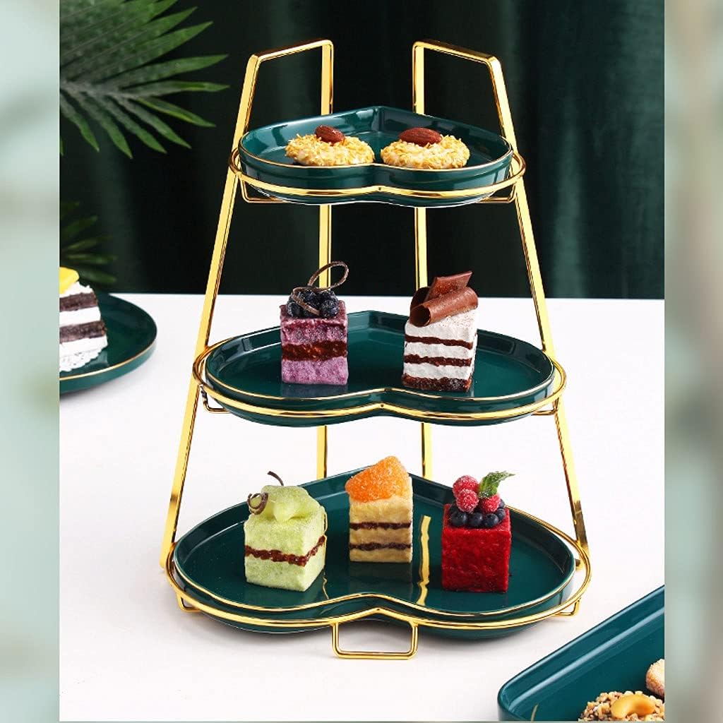 Dessert Stand Heart-Shaped Cake Stand, Multi-Layer Candy Fruit Plate Afternoon Tea Dessert Stand Three-Layer Creative Wedding Dessert Display Stand Cupcake Stand Serving Tray