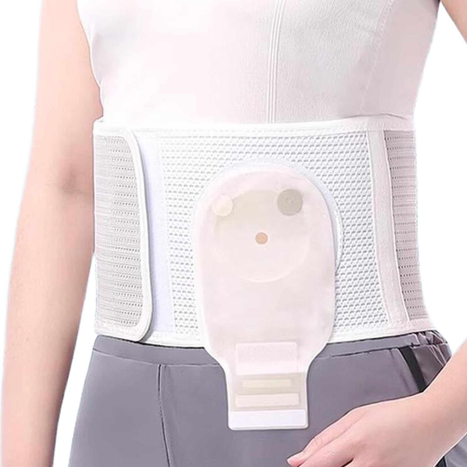 Stoma Gürtel, Stomagürtel für Männer und Frauen, Ostomie Gürtel mit Individuell Anpassbarer Öffnung (6–9 Cm), Zur Vorbeugung von Stomahernien(Medium)