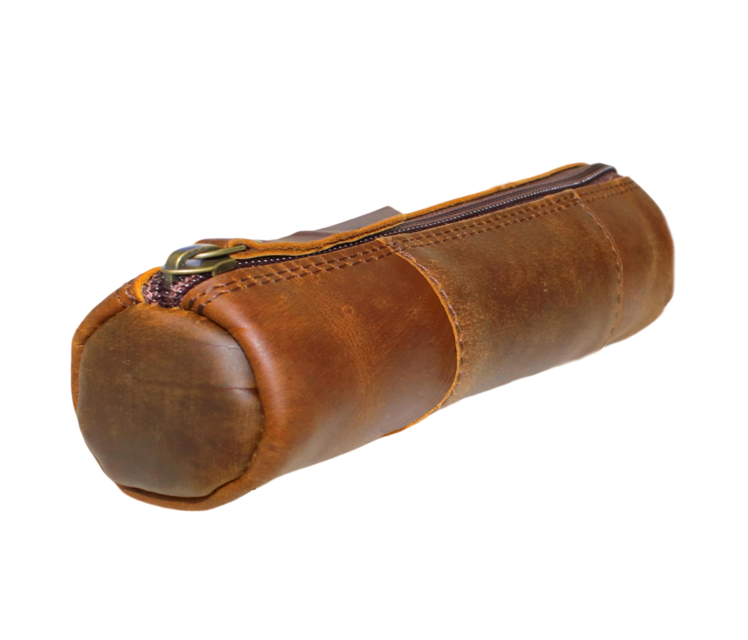 Estuche para lápices de Cuero Vintage Genuino portalápices con Cierre Cremallera Organizador Pinceles artística Marcador Oficina papelería Regalo para Estudiantes Artistas Pintores escritores