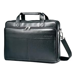 Samsonite Leather Slim Briefcase, Black, 16 Inch