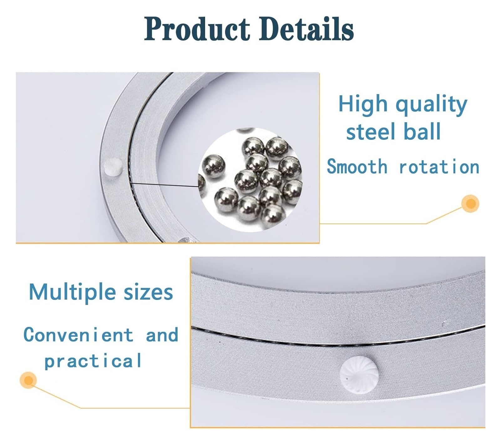 plateau tournant pour table à manger, Roulement rotatif en métal aluminium robuste(23 inches (580mm))
