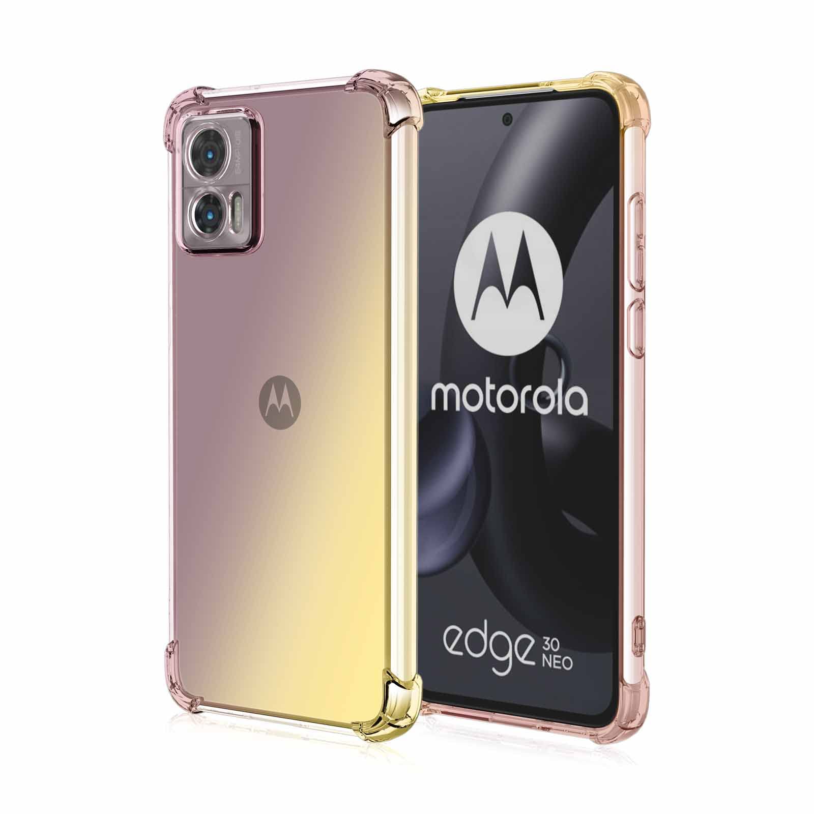 HAOYE Cover Per Motorola Moto Edge 30 Neo / Edge 30 Lite, Custodia TPU Effetto Gradient Oro Nero, Antiscivolo E Antiurto - 3