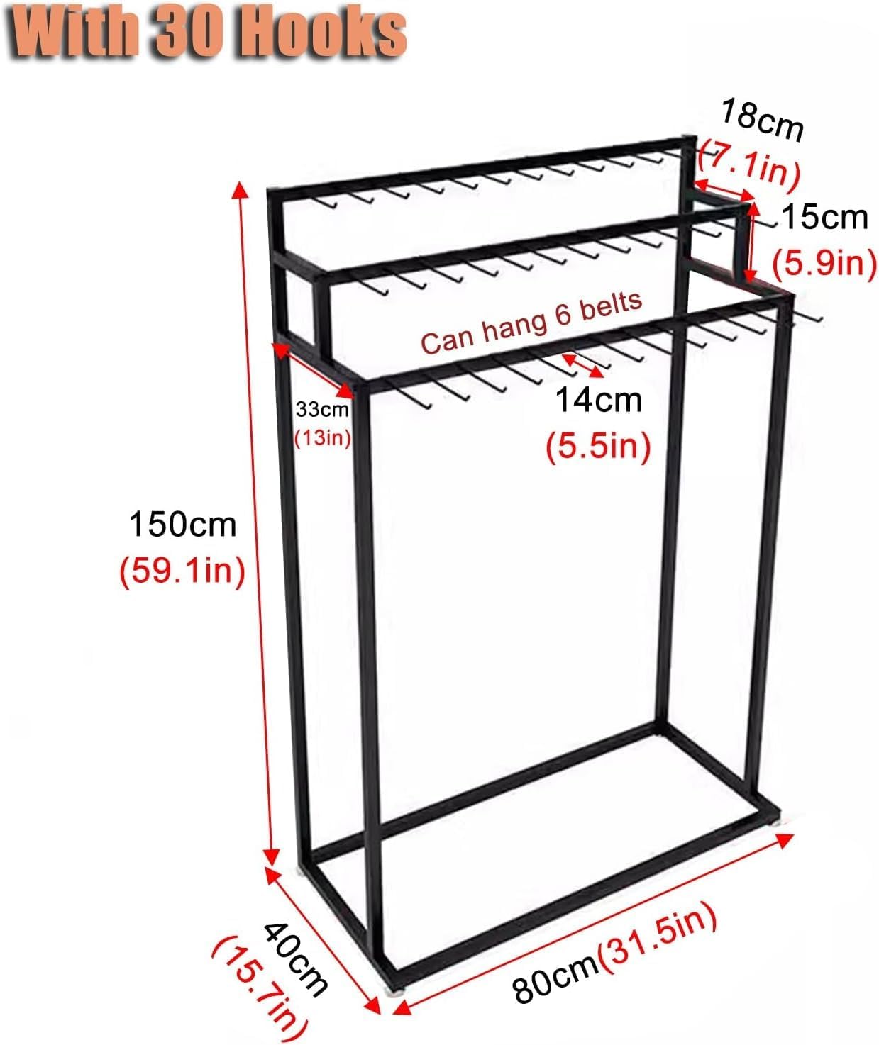 Commercial Metal Belt Hanger Freestanding, Portable Business Men Closet Lady Shawls Purse Storage Rack, with Wheels, Space Saving(White,with 30 Hooks)