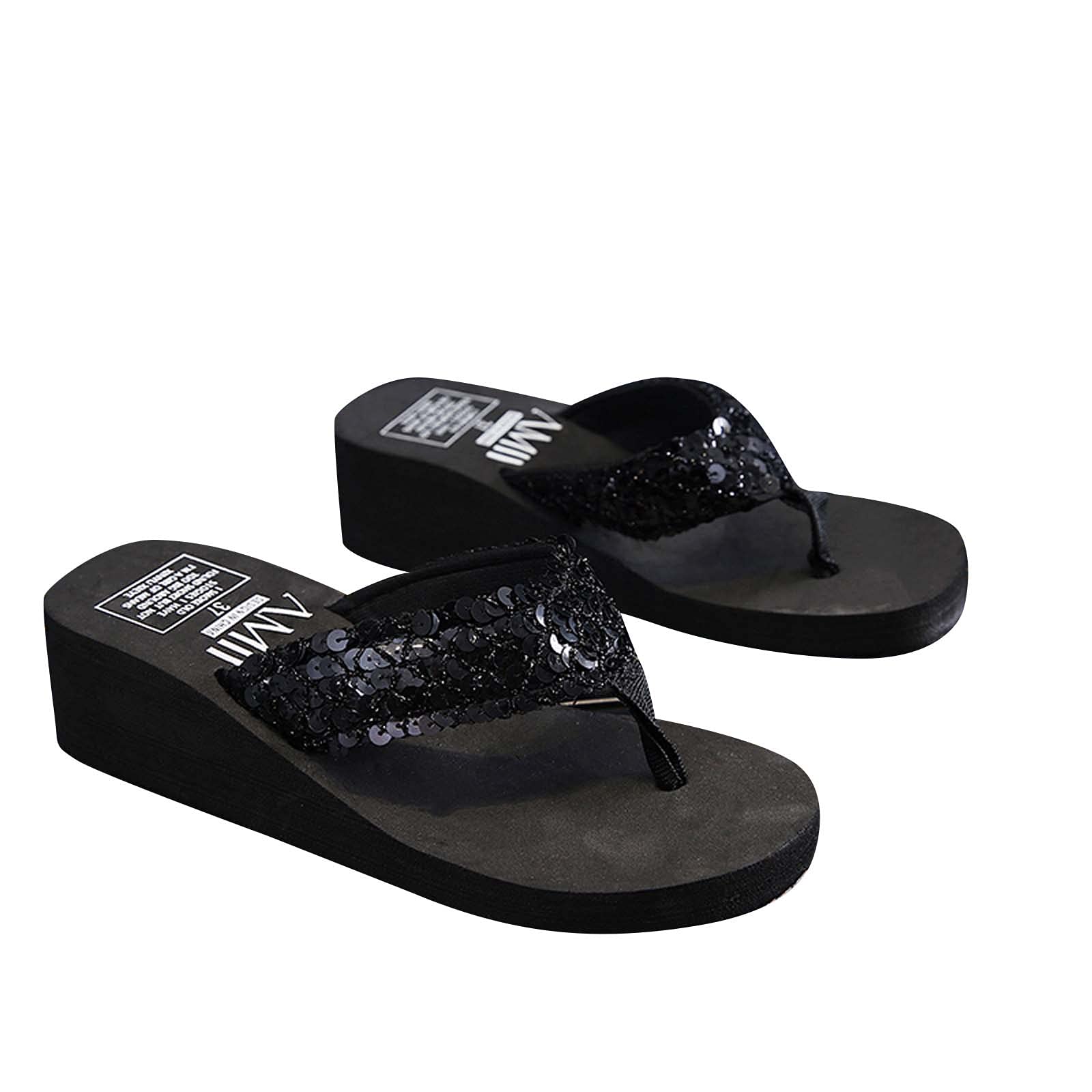 oiangi Glitter Flip Flops Sandals for Women Casual Summer Fashion Thong Open Toe Wedge Platform Slippers