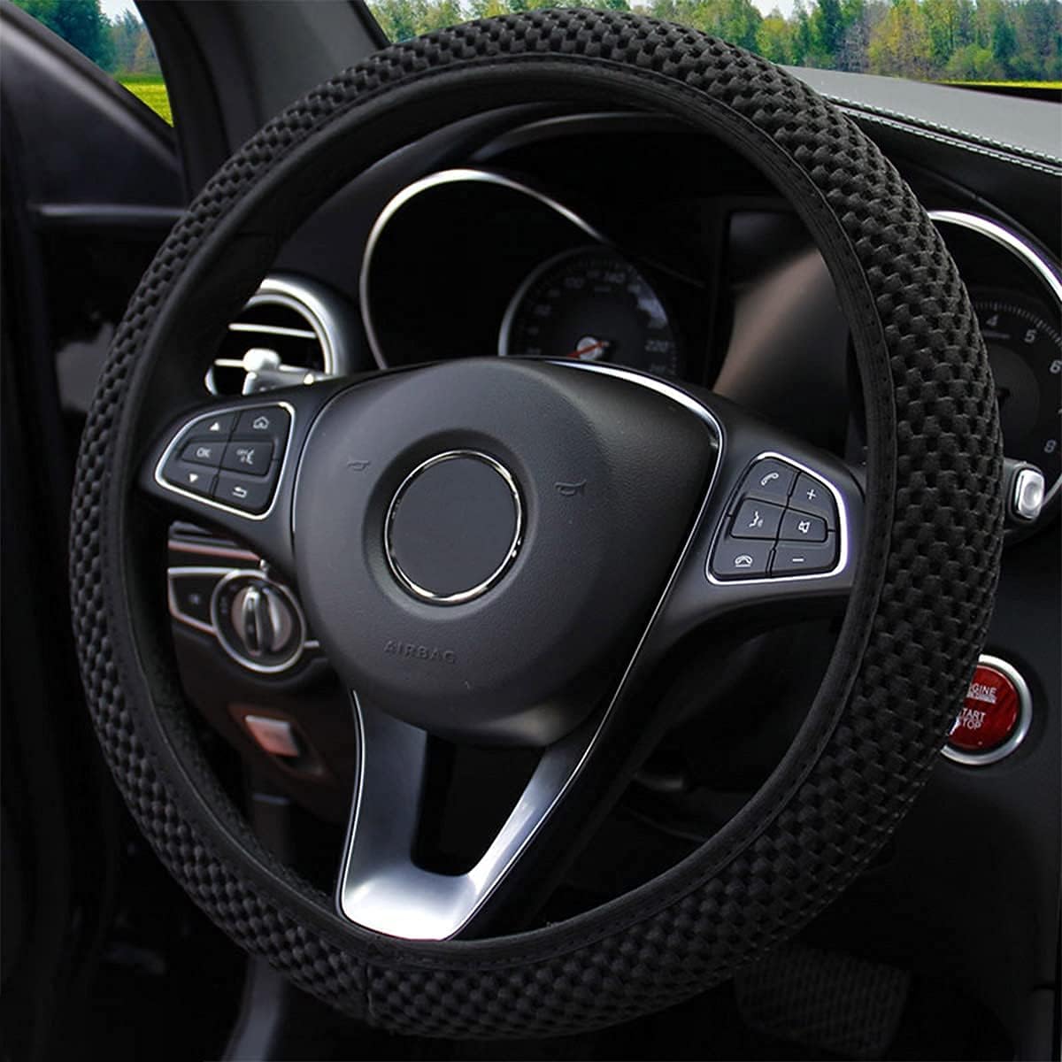 Elastic Stretch Steering Wheel Cover, Universal 15 Inch Automotive