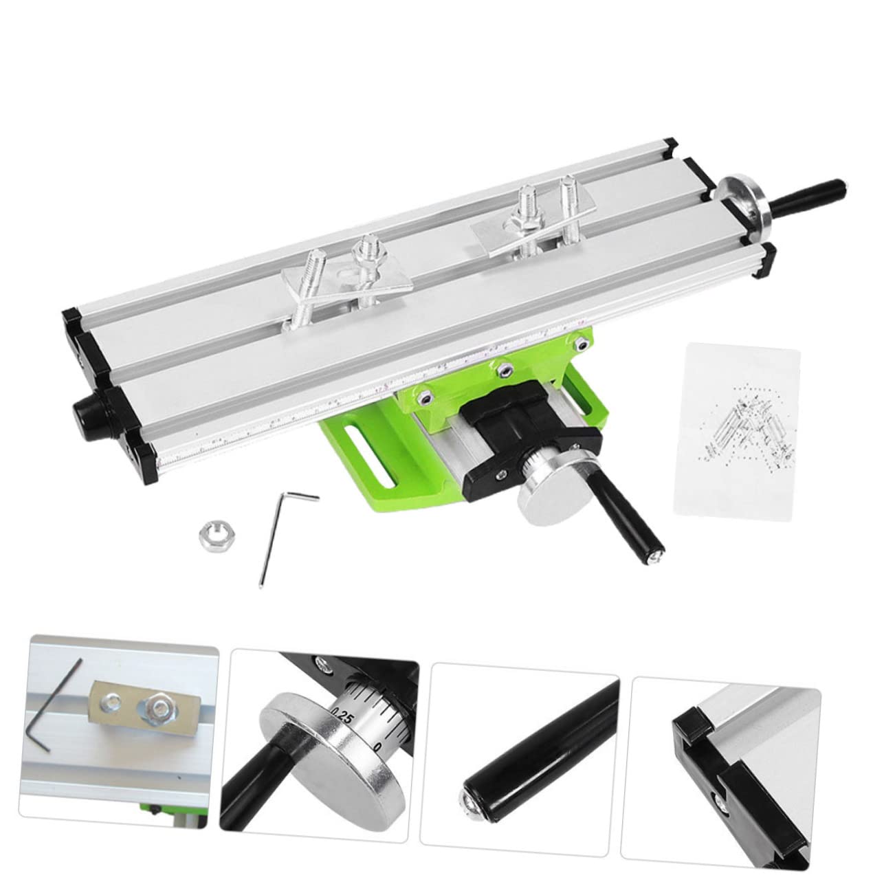 Mini Supporto per Trapano da Banco, Tavolo a Croce Multifunzione | Acciaio Legato Verde, Design Compatto, per Supporti e Macchine di Foratura e Fresatura