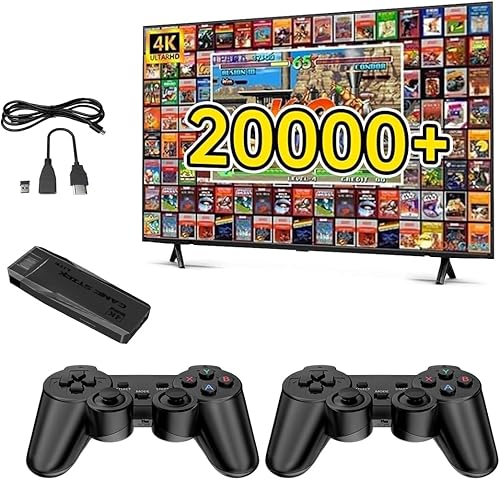 DOLSAO Consola de juegos retro, 20000+ 4K HDMI NES Classic Edition Game Stick, consola de videojuegos con emulador TF 64G, controladores