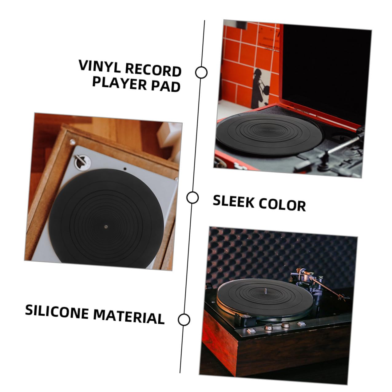 NOLITOY 2 Piezas Alfombrilla de Silicona Antielectrostática para Tocadiscos de Protectora y Estable para Discos de Vinilo Color Negro