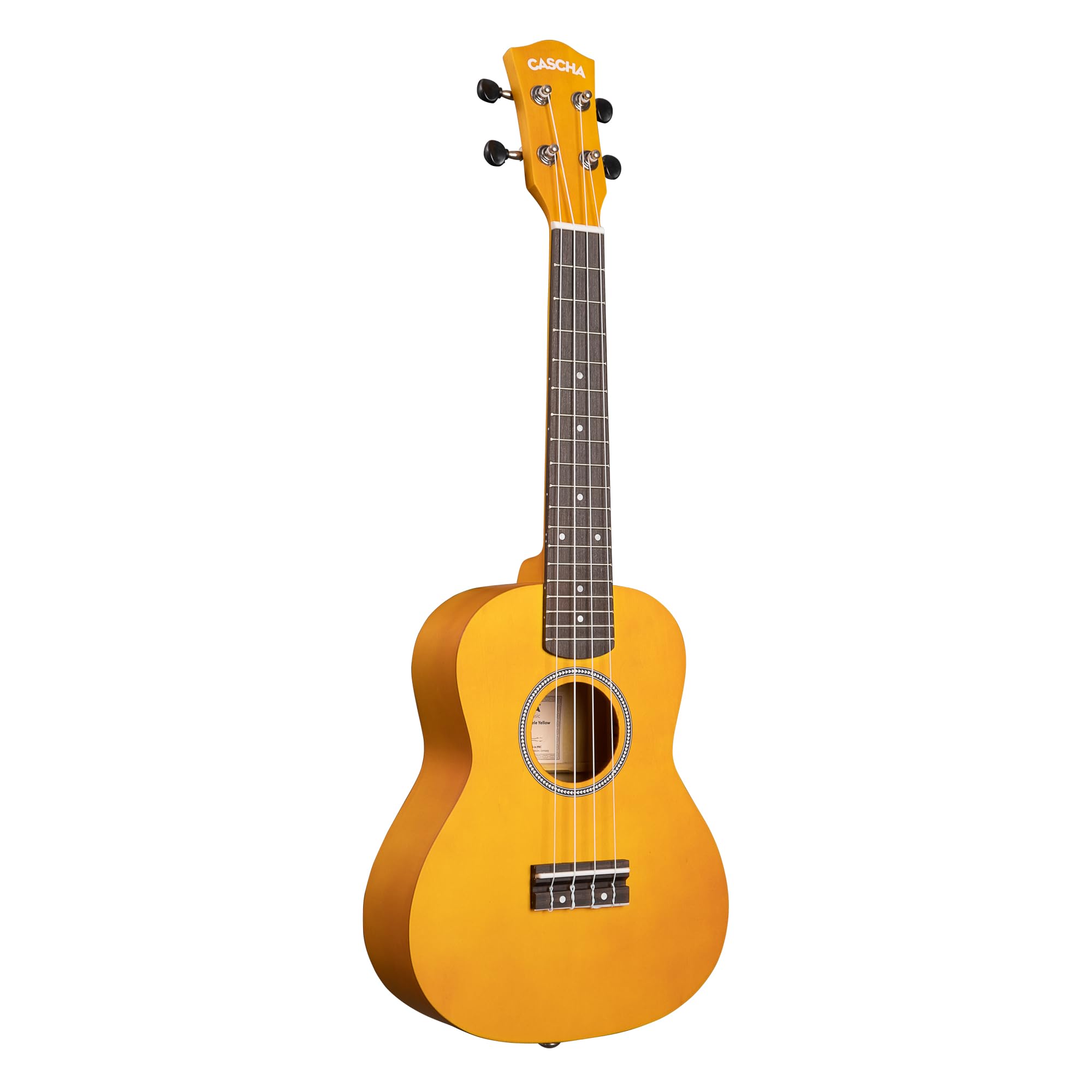 Ukulélé de concert en tilleul jaune (avec étui, 3 médiators, livre, accordeur)