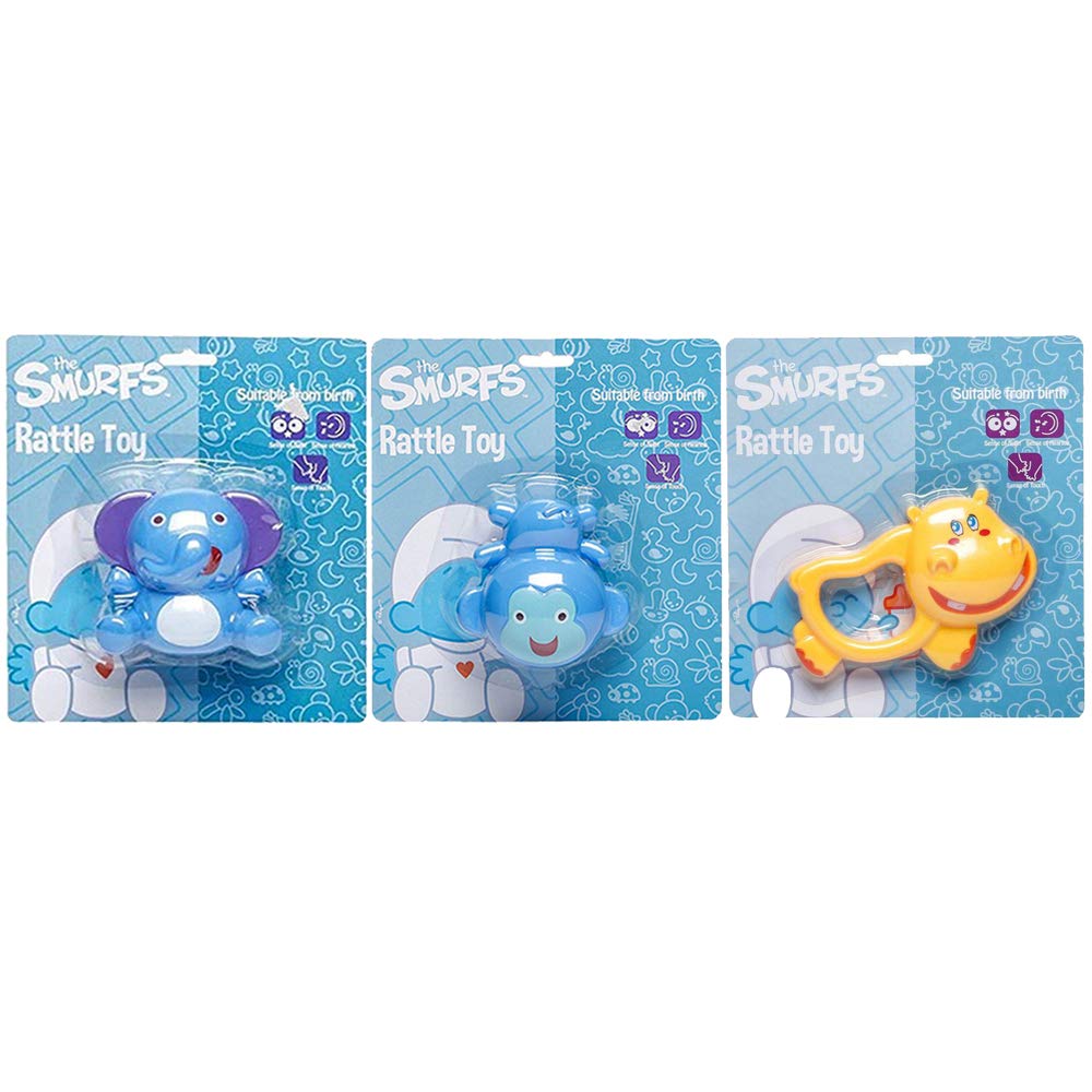 The Smurfs Smurfs-Rattle Toy Elephant,Monkey,Hippo(Pack of 3)