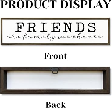 Friendship Wood Sign, Modern Farmhouse Wall Decor, Decorative Wooden Table Signs, Home Party Decor, Friend Gift, Friends are Family We Choose Sign, Long Wooden Box Signs 17.8x4x1.2 inches