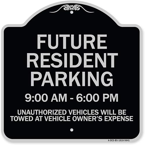 SignMission Letrero de la serie Designer  Future Resident Parking 900 a 600  Cartel arquitectónico de aluminio de calibre pesado  Protege tu negocio