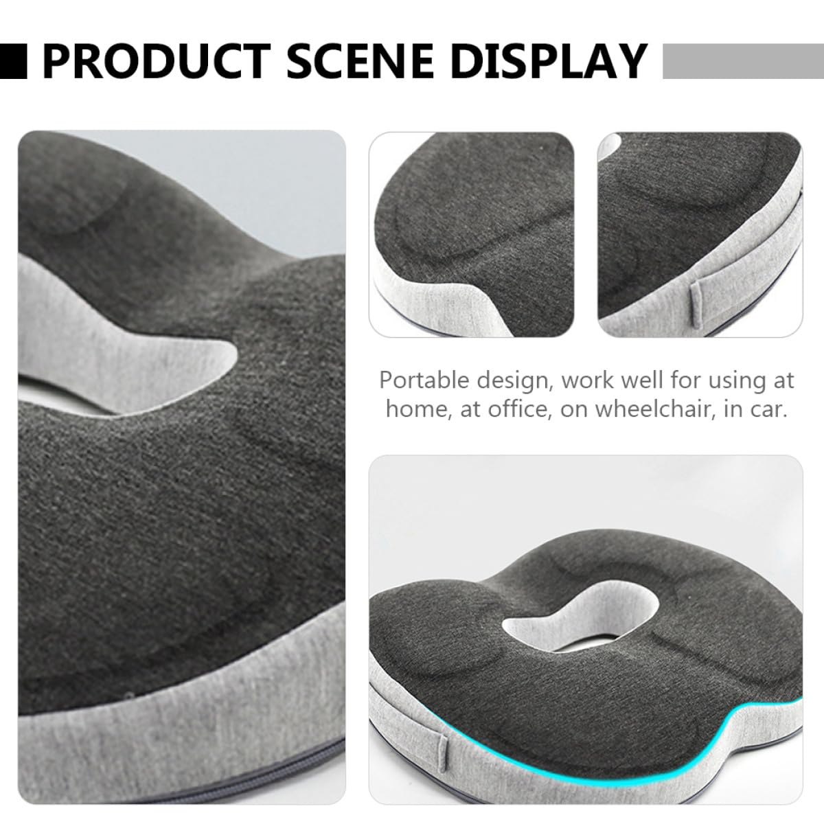 PLAFOPE Cojín Viscoelástico para Asiento de Coche y Silla de Ruedas, Alivio del Dolor y Comodidad Funda de Poliéster Transpirable para Uso Prolongado