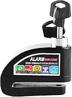 Alarme de bloqueio de disco + trava de freio a disco, alarme de motocicleta com som de 110 db, cadeado de roda de segurança antifurto à prova d'água para bicicleta scooter (preto)