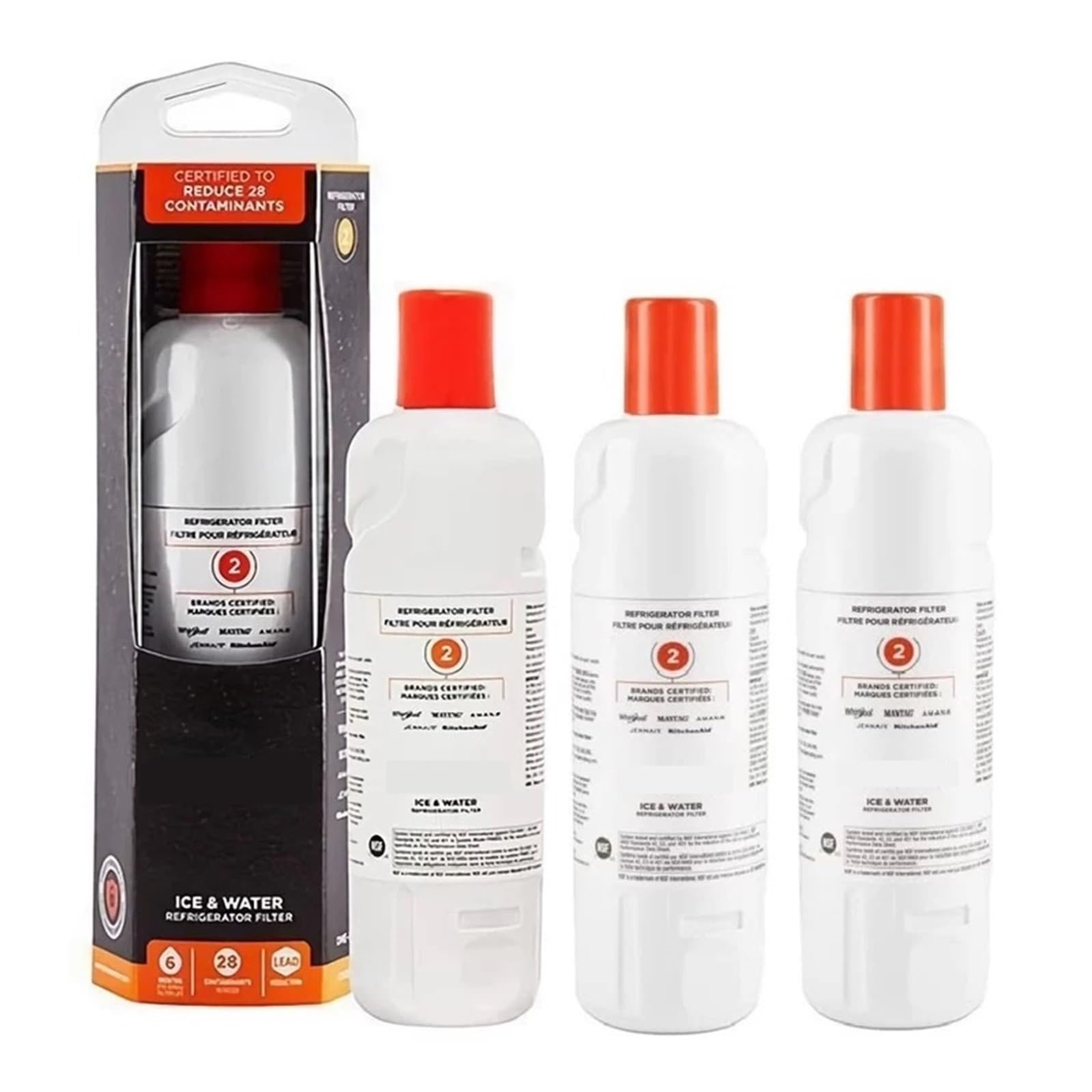 Filtro For L'acqua. Compatibile Con Whirlpool. Filtro For Acqua E Ghiaccio For Frigorifero Everydrop EDR2RXD1, 2 Elementi W10413645A WRF989SDAB(3PCS)