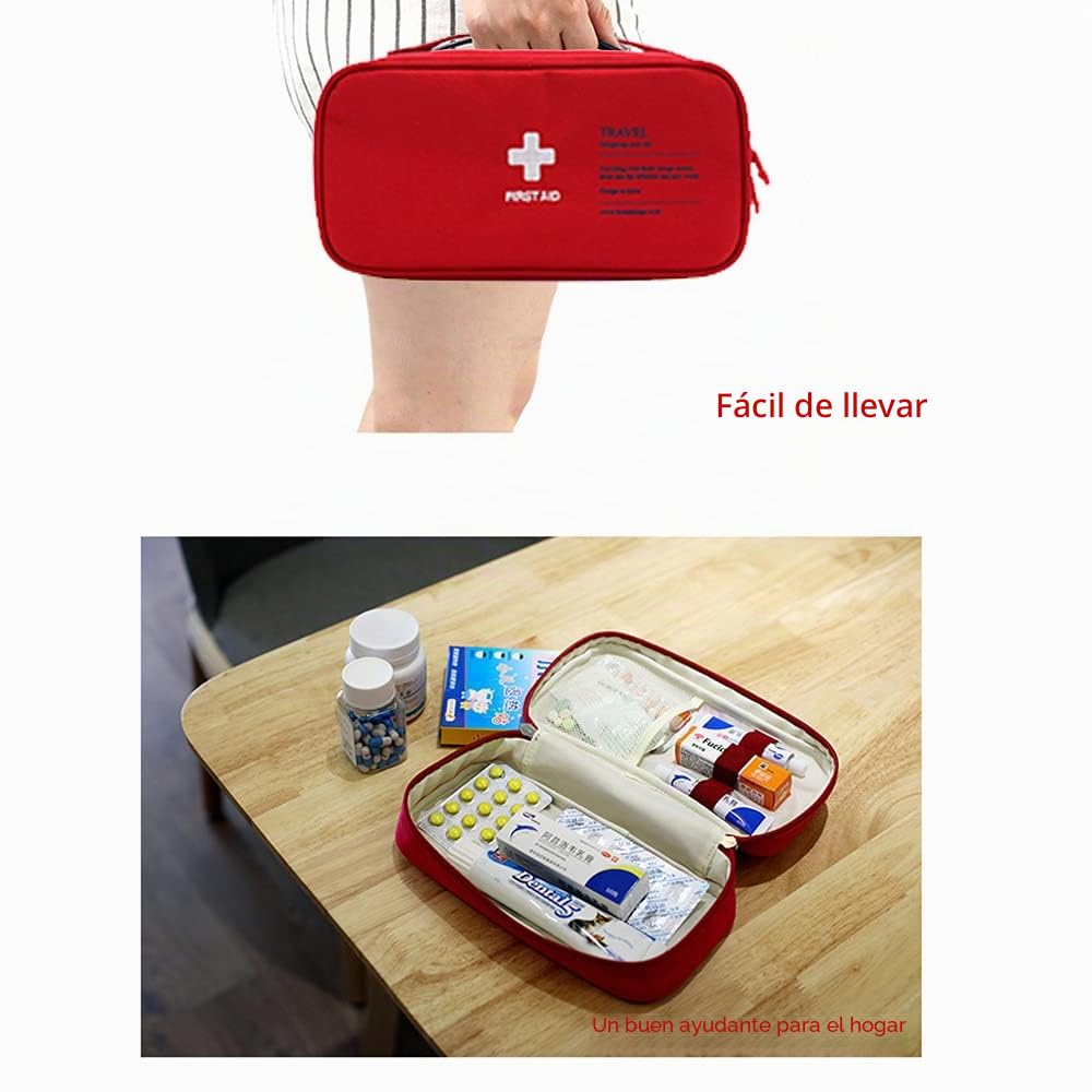 1 Bolsa de Primeros Auxilios de Seguridad vacía, Kit de Primeros Auxilios de Viaje portátil, Mini Bolsa médica, Bolsa de Almacenamiento de Paquetes de medicamentos vacía (roja)