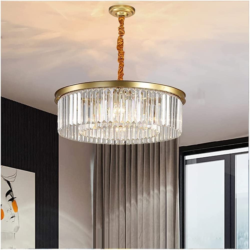 Lustre en cristal moderne à 6 lumières et 2 niveaux pour plafond de salon