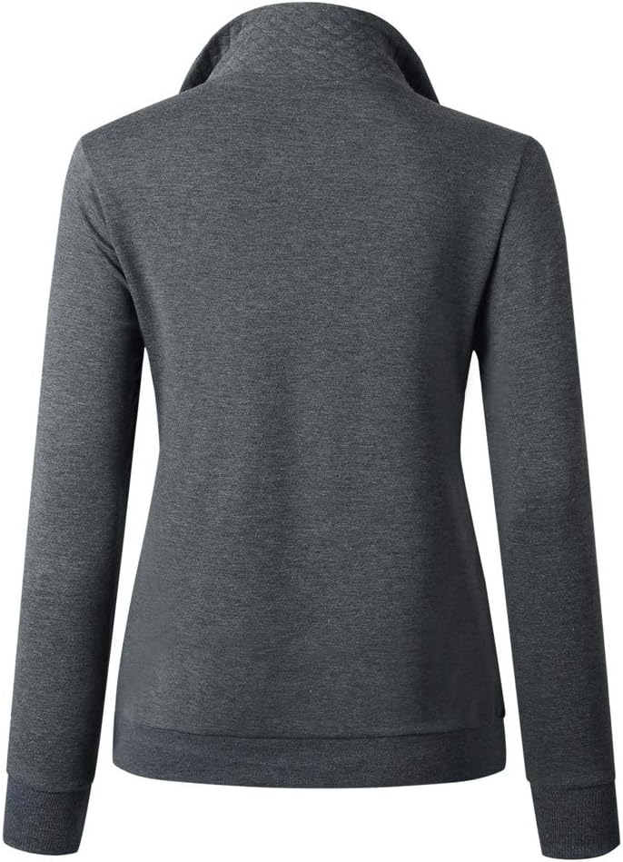 Barlver Womens Fashion Quarter Zip Stand Collar Sweatshirts Long Sleeve Plain Casual Ladies Pullovers Shirts Tops - Image 4