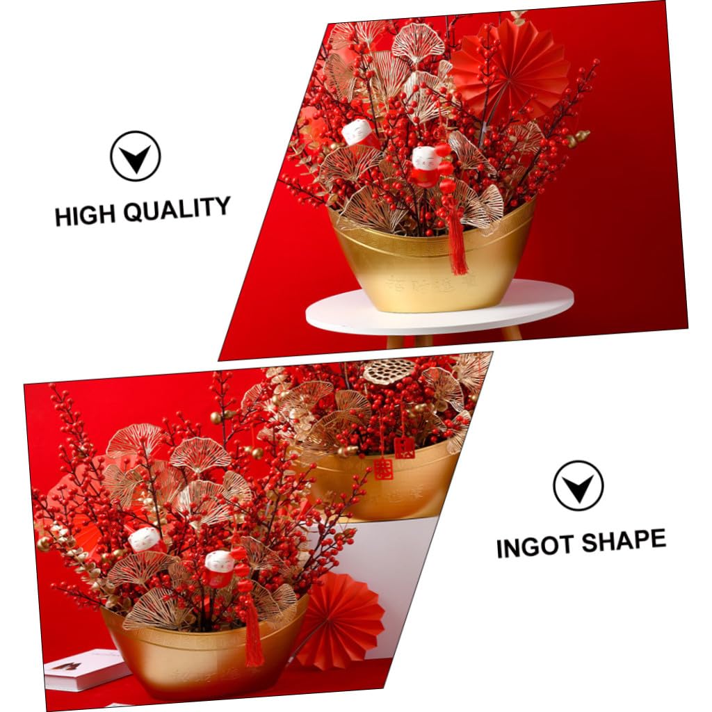 FUNOMOCYA Elegante Geschenkbox in Ingots-form Tragbarer Blütenbehälter aus Langlebigem Material Kompakte Aufbewahrungsbox für Blumen Früchte und Süßigkeiten Stilvolle Neujahrs-deko und