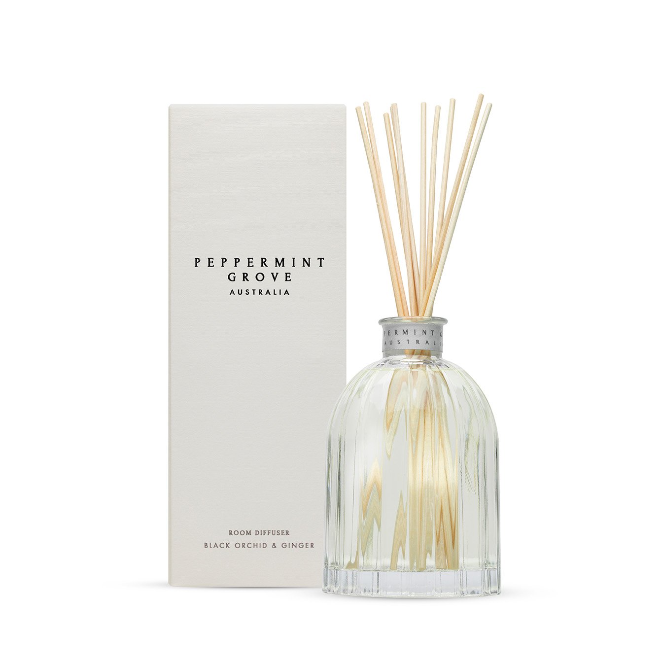 Peppermint Grove Black Orchid & Ginger Medium Diffuser 200Ml In Ornamental Custom Glass Jar (Black Orchid & Ginger)