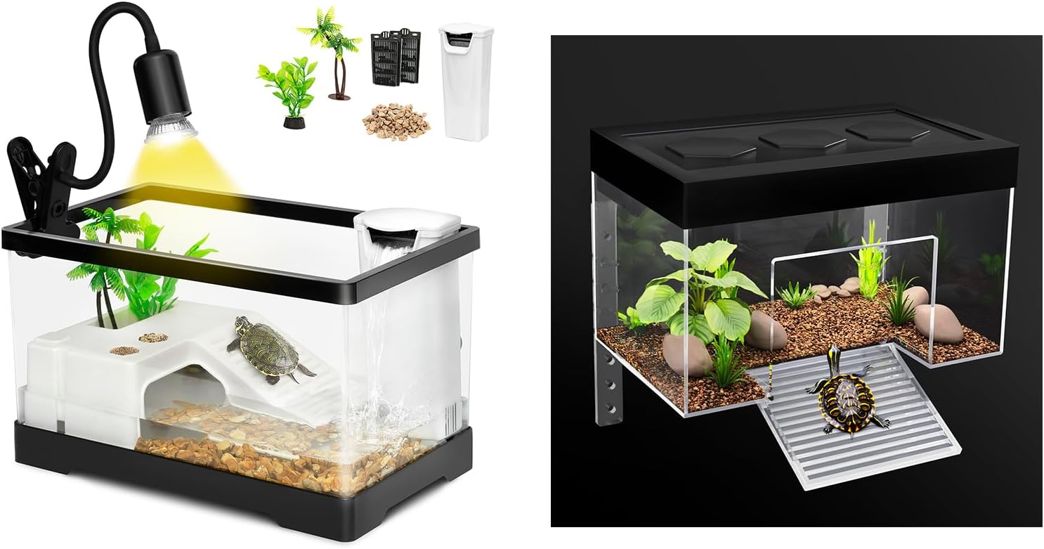 AZV Extra Large Turtle Tank Kit,PC Starter Aquarium,Red Eared Slider Aquatic and PC Turtle Basking Platform