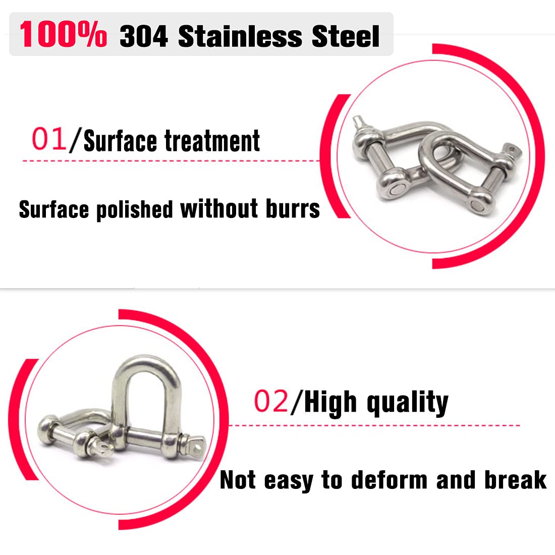 Grillo A D In Acciaio Inox 304 M16 | Per Catene E Funi | Heavy Duty Per Esterno E Trasporto - Foto 10