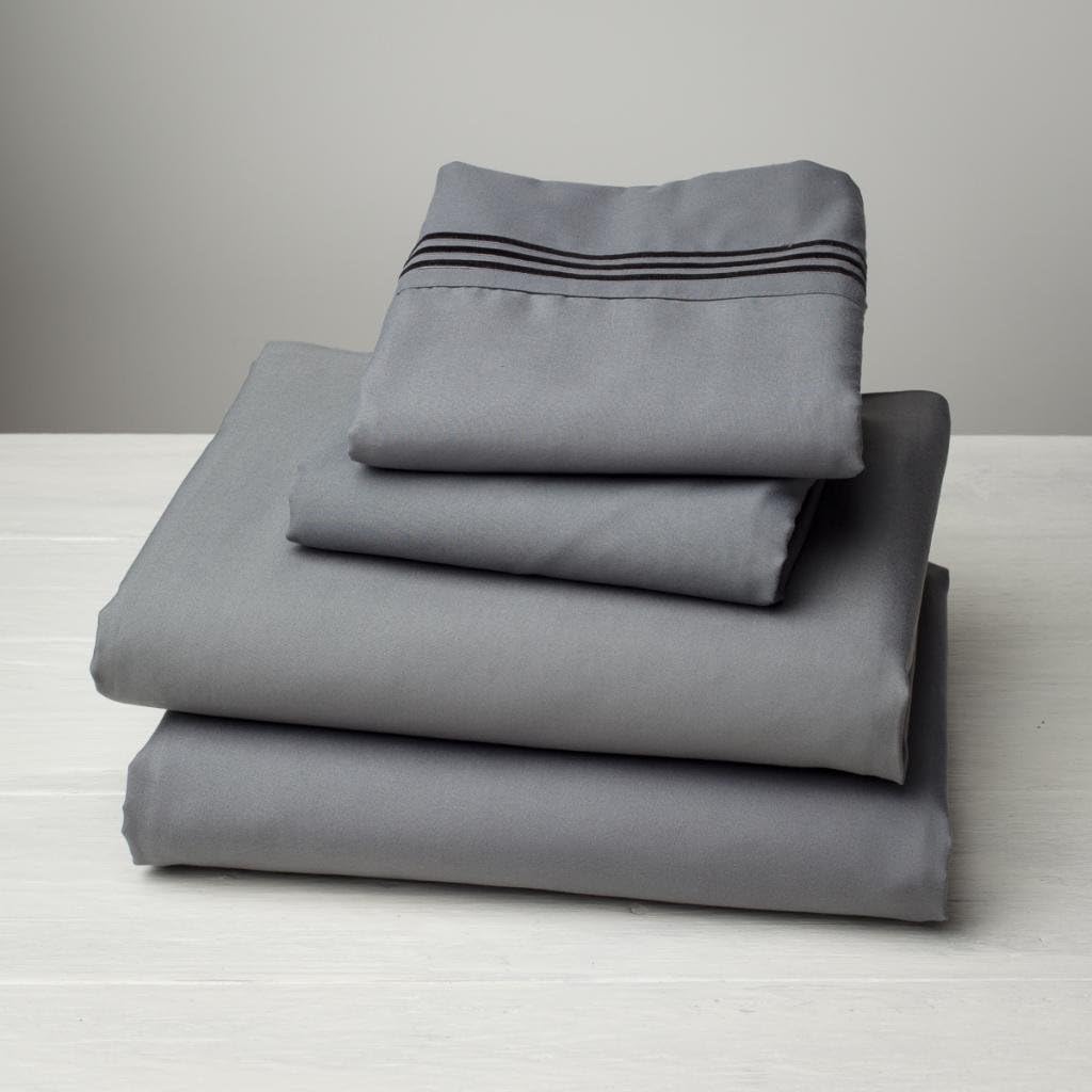 Where The Polka Dots Roam Microfiber Easy Care Luxury Sheet Set, Queen, Gray
