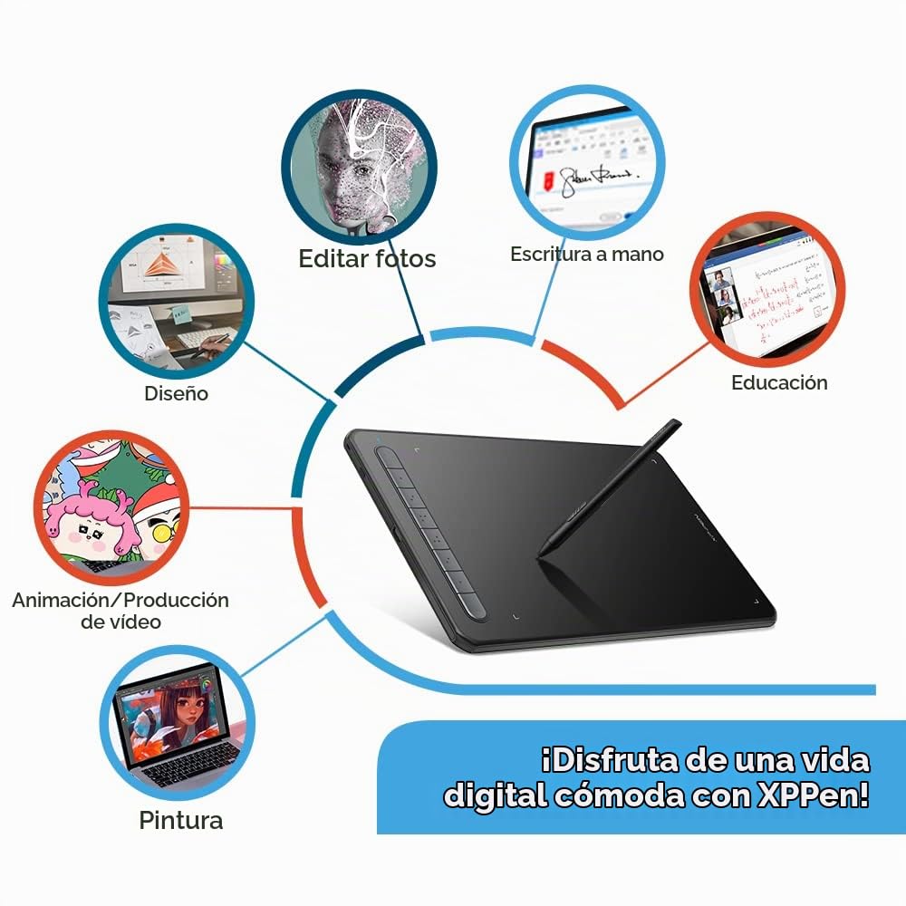 XPPen Deco MW Tableta Gráfica Dibujo Digital Inalámbrica con Bluetooth 5.0 | 8x5 Pulgadas, Tableta Digitalizadora Portátil Compatible con Mac, Windows, Chromebook, Android, iOS, Negro