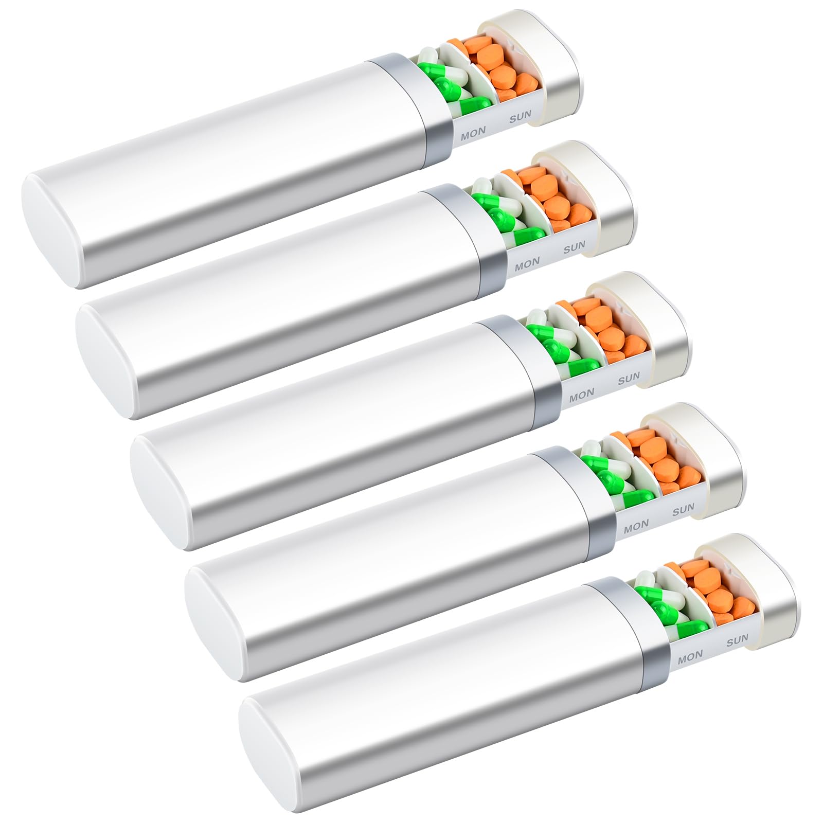 NineLeaf 5 Pack Tablettenbox 7 Tage, Tägliche Pillendose, Wöchentliche Reise Medikamentenbox, Pillenbox für Vitamine, Medikamente, Pillen, Tabletten Organizer BPA Frei