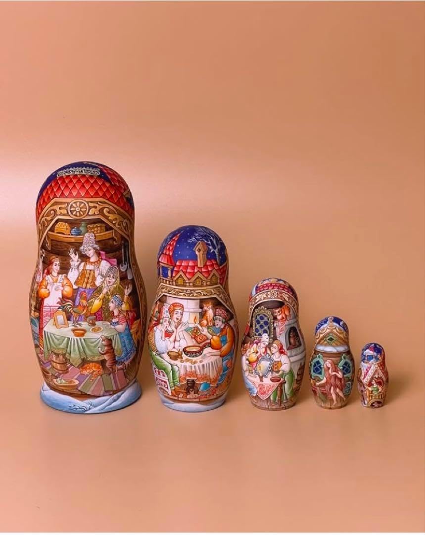 ロシア雑貨☆イコン マトリョーシカ 見本市(5P)H17cmオルガ作コブロフ工房 ロシア雑貨☆イコン マトリョーシカ 見本市(5P)H17cmオルガ作コブロフ工房