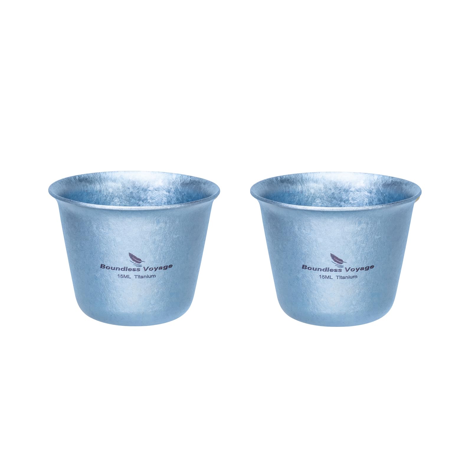 Boundless Voyage Titanium Weintassen Outdoor Mini Teetasse Tragbare Trinkbecher Kleine Tequila Whisky Tasse für Whisky, Tequila 2 verpackt, Ti3069D-G (Blue)