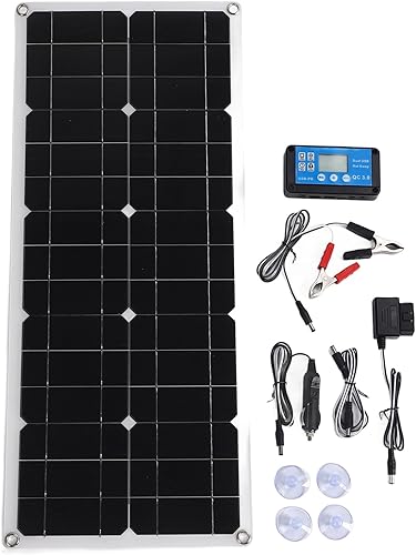 Miniatura 7 de Asixxsix Solar Panel Kit, 100W OBD Plug Solar Charge Controller Foldable Panel Energy Storage Flexible, Monocrystalline Kit for Outdoor RV Boat
