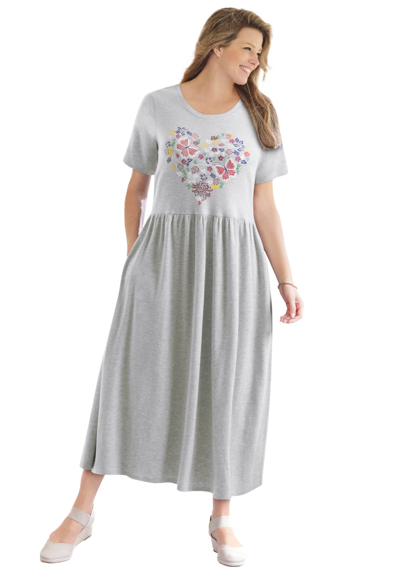 Woman WithinWomen's Plus Size Short-Sleeve Scoopneck Empire Waist Dress