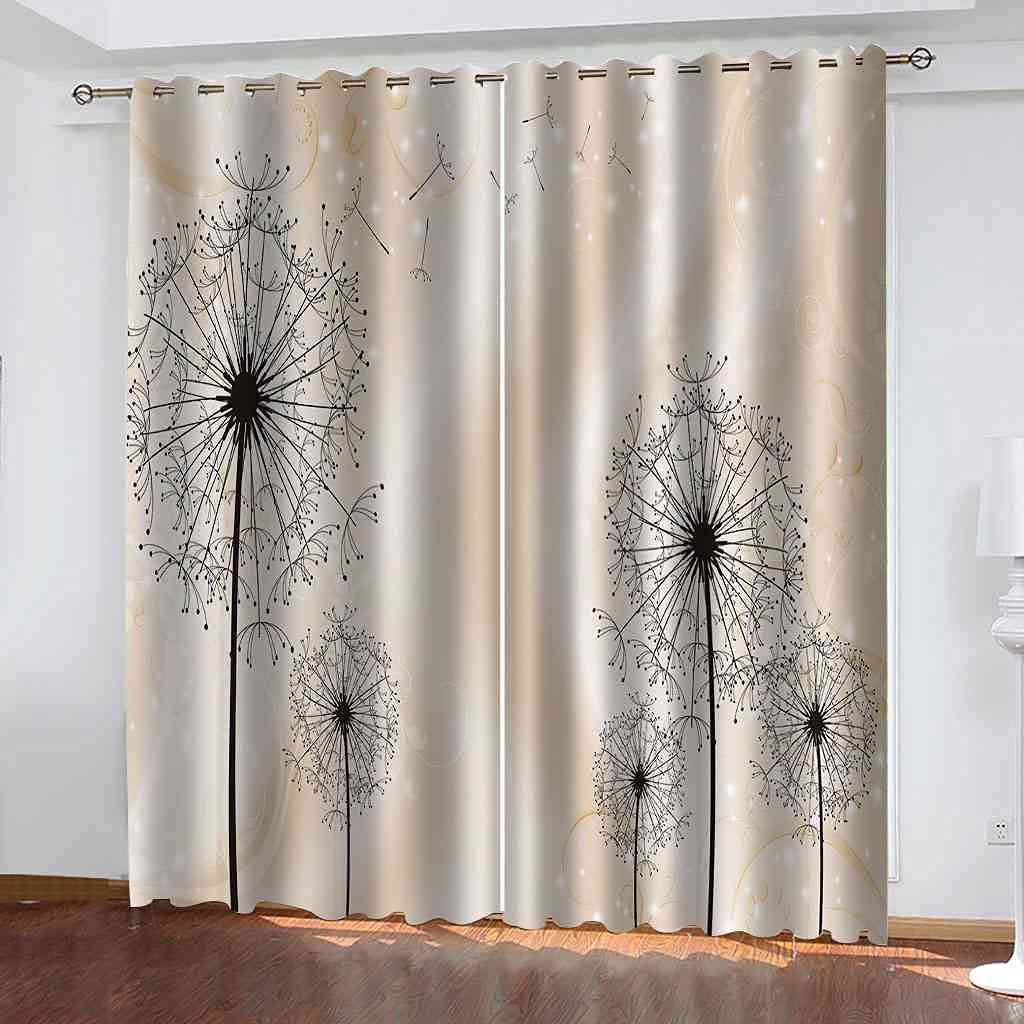 Rideaux occultants enfant 3D pissenlit en polyester isolé 264x242 cm pour chambre
