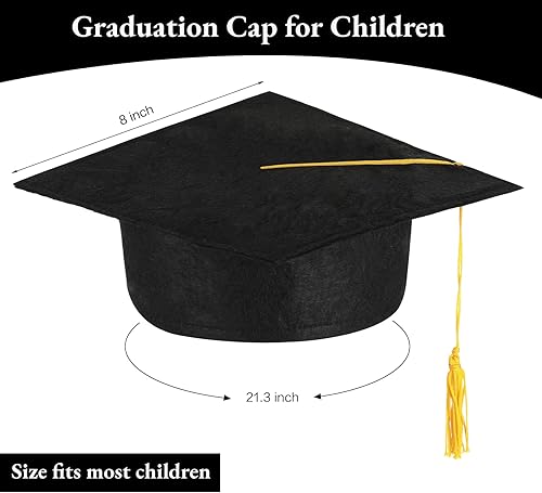 Miniatura 3 de Gorras de graduación de tamaño infantil, sombreros de graduación de jardín de infantes de fieltro negro para graduación preescolar