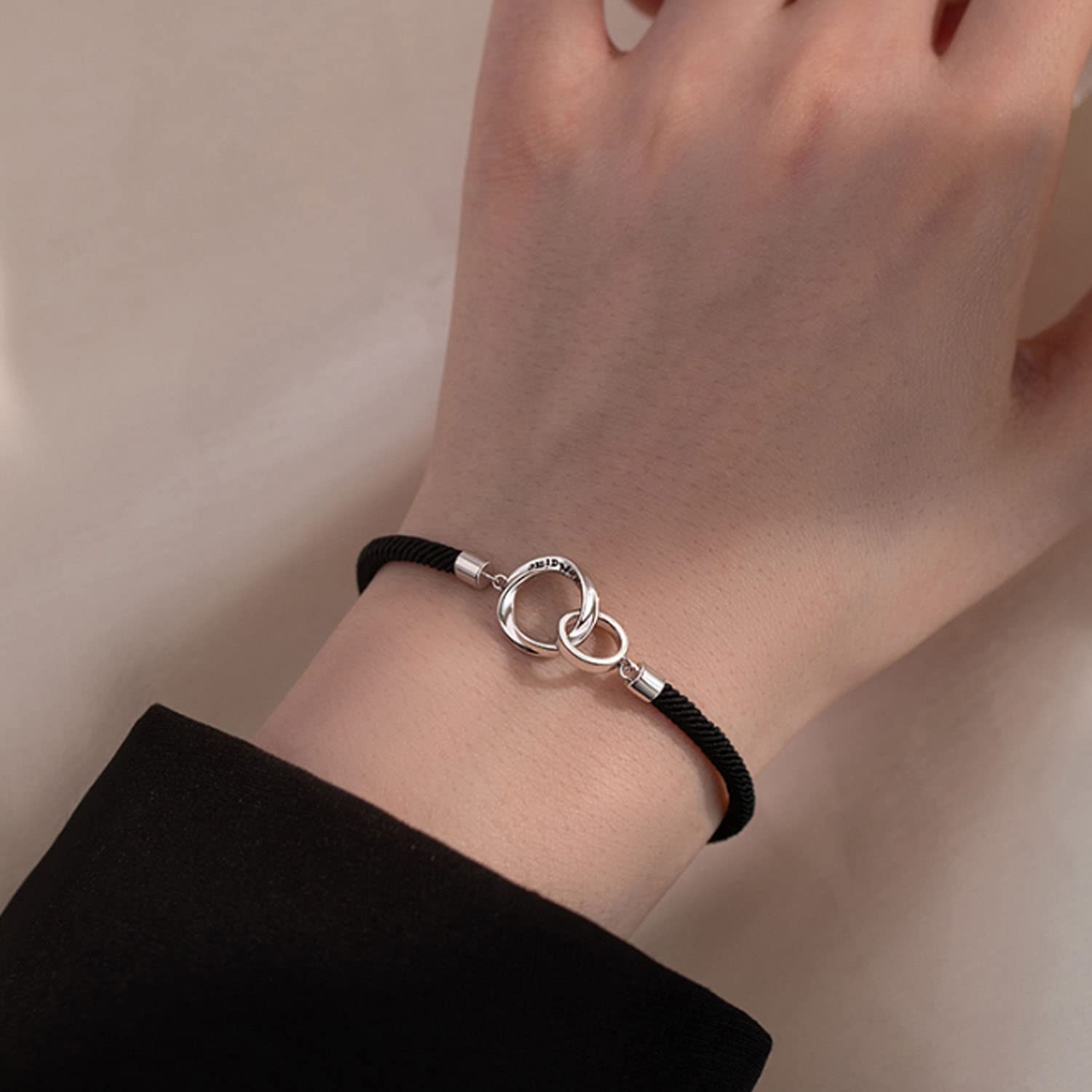 Paar Armband 925 Sterling Silber Verstellbar Geflochtenes Seil Versprechen Passendes Armband Sie und Ihn Schmucksets für Paare Schwester Liebhaber Freunde