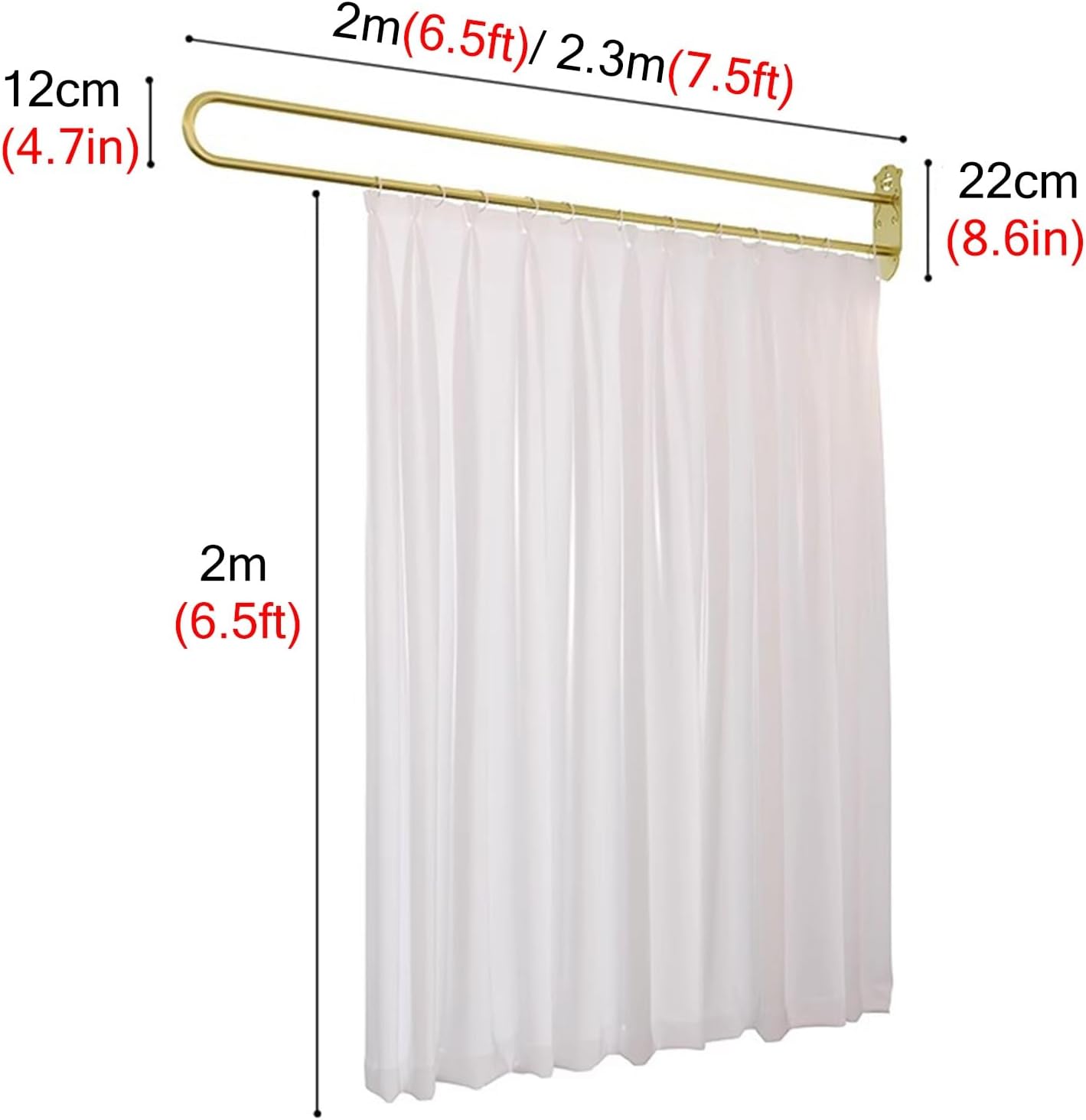80/90 Inch Room Divider Rod and Curtain, Wall Partition Room Separator for Privacy Screen/Classroom/Laundrey Room/Home Office/Beauty Salon (Color : Pink Curtain, Size : 2m/6.5ft Ro