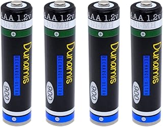4pk Dunamis 1.2v AAA 900mAh NiMH Rechargeable Batteries - HIGH CAPACITY Suitable for Cordless Phones, Bluetooth Headsets, Solar lights & High Drain Devices etc...