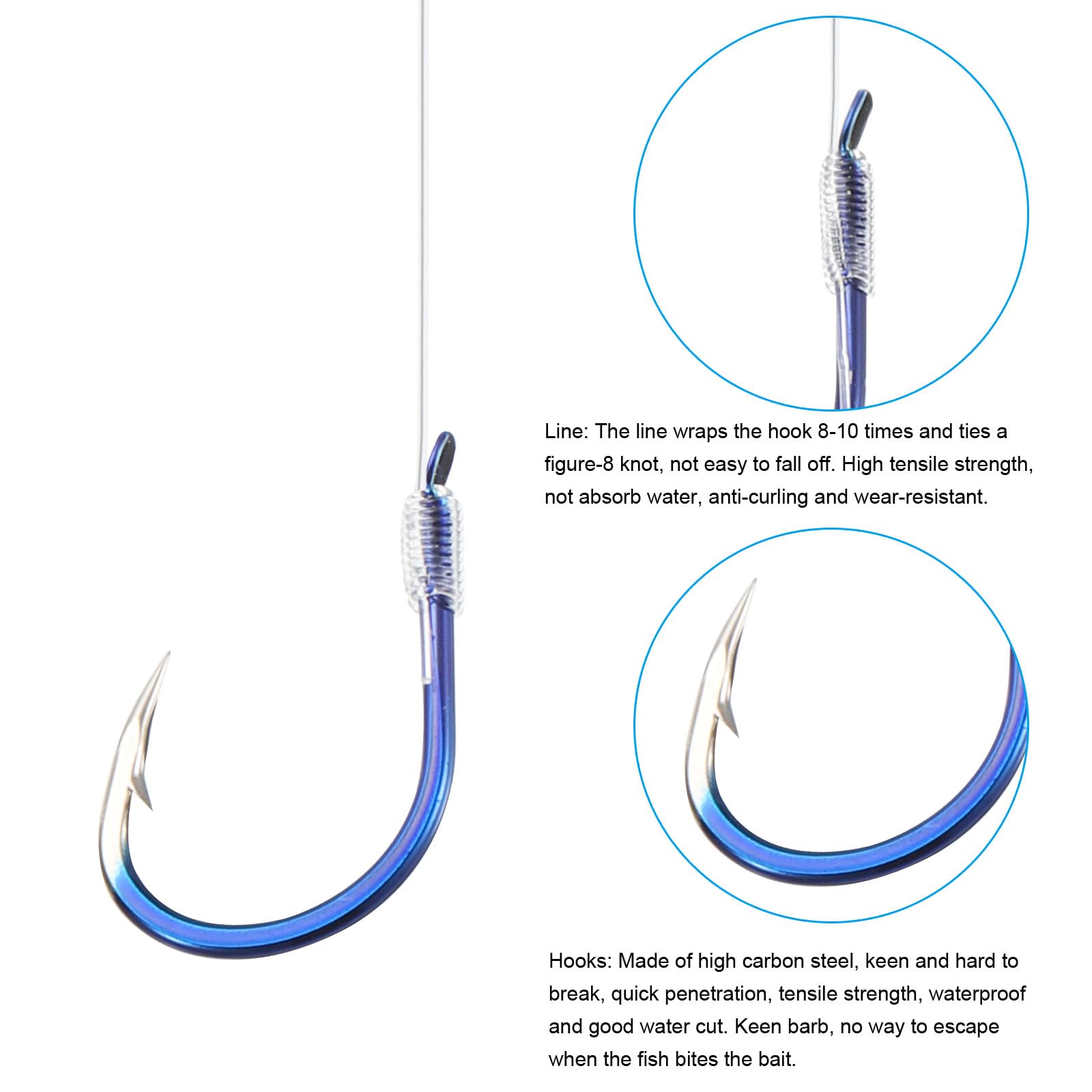 PATIKIL 8# Small Fishing Hooks with 45cm Line - Image 4