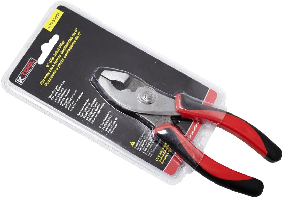 K Tool International Pliers Slip Joint 6 Inch Red Handle